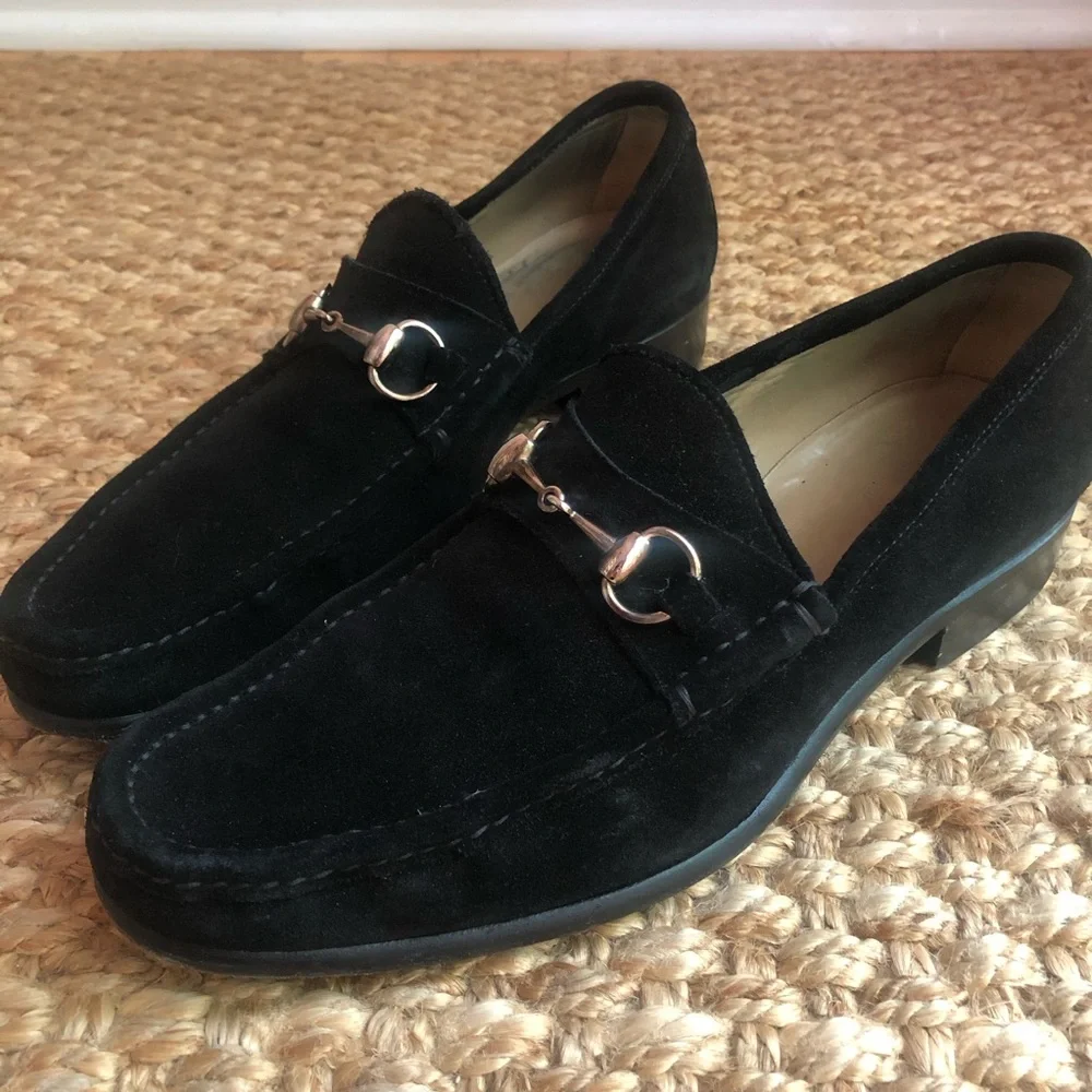 Gucci: Suede Horsebit Loafer. Vintage. Black. Size 9 D